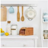 Relaxdays broodtrommel bamboe - brooddoos hout - met schuifdeksel - broodkast - broodbox