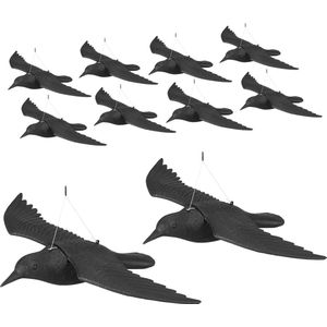 10x duivenverschrikker kraai, vliegend, vogelverschrikker, tuinfiguur vogel, afweer van duiven, zwart