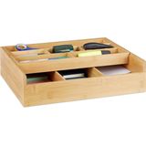 Relaxdays Bureau Organizer - Houten Organizer - Ladeverdeler - Opbergbak - Bamboe - Vakken