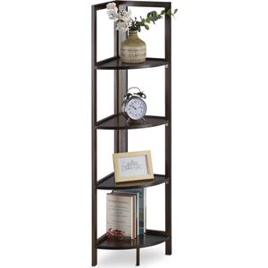 Relaxdays bamboe hoekkast met 4 planken - inklapbaar - 120 x 28 x 28 cm - boekenkast