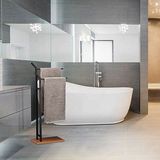 Relaxdays handdoekhouder vrijstaand - tweearmig - handdoekenrek - handdoekdrager - zwart