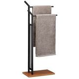 Relaxdays handdoekhouder vrijstaand - tweearmig - handdoekenrek - handdoekdrager - zwart