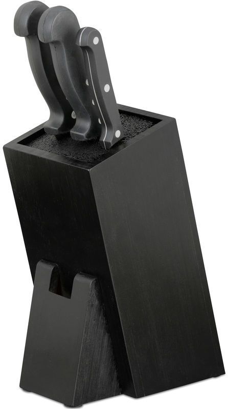 Relaxdays messenblok met borstels - zonder messen - voor 6 messen - bamboe - universeel