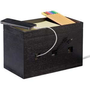 Relaxdays Kabelbox - zwart - kabelmanagement - multi oplaadstation - kabelorganizer