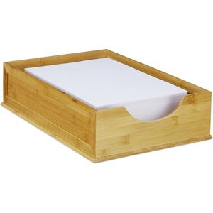 Relaxdays brievenbak bamboe - stapelbaar - A4 - bureau organizer - 10 x 26,5 x 39 cm