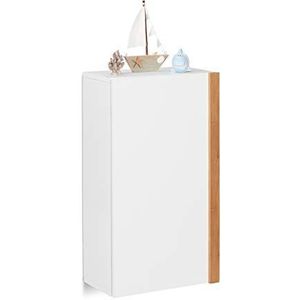 Relaxdays badkamerhangkast wit, wandkast, hangkast, met bamboe handvat en 2 vakken, h x b x d: 58,5 x 32 x 18 cm, wit