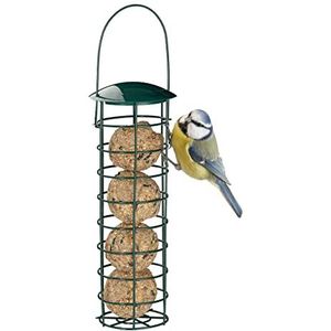 Relaxdays mezenbolhouder, om op te hangen, voederstation voor wilde vogels, met dakje, van ijzer, 31 cm, donkergroen