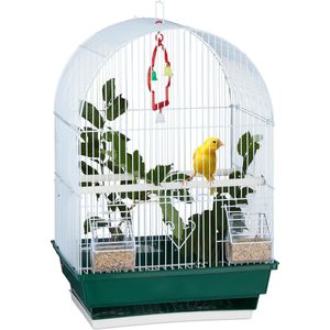 Relaxdays kleine vogelkooi - met accessoires - kanariekooi - parkietenkooi - binnen - 49,5 x 34,5 x 28 cm