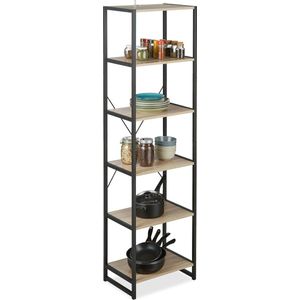 Relaxdays boekenkast - industrieel - 6 planken - 180 x 50 x 35 cm - hoog - staand