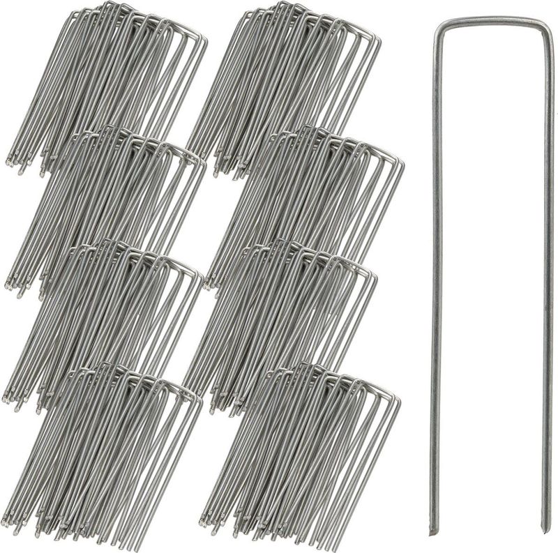 200er Set Bodenanker, Rostbeständig, Angeschr�ägte Enden, Zum Einschlagen, 15 cm lang, Verzinkter Stahl, Erdanker, Silber