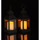 Relaxdays Led Lantaarn - set van 2 - Vlameffect - Sfeerverlichting - Windlicht - Zwart