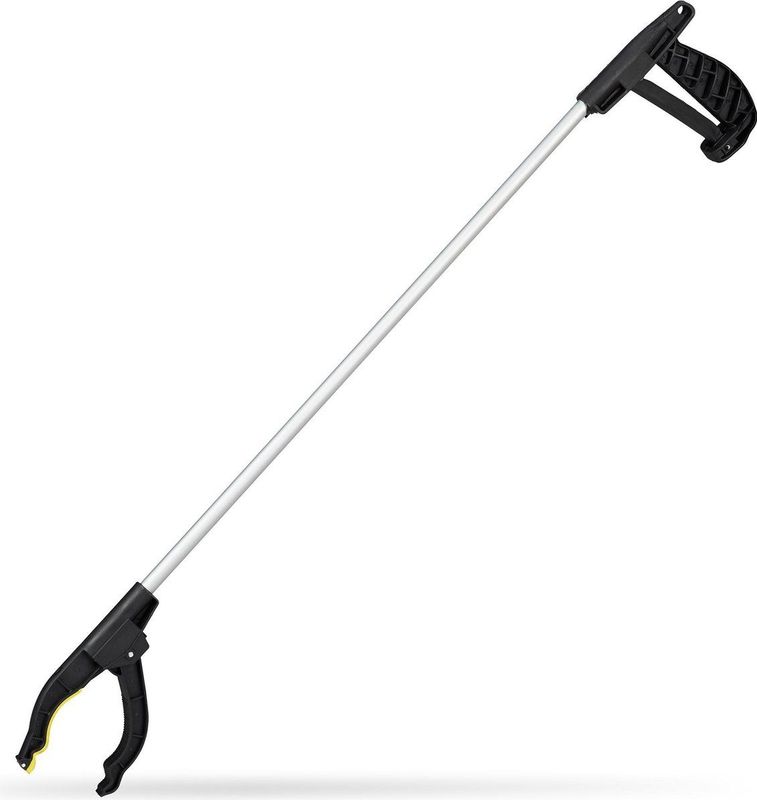 Relaxdays universele grijper - opraaphulp senioren - ergonomisch - 76 cm - aluminium - zilver-zwart