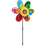 Windrad Blume, dekorativer Blumenstecker, Gartendeko für Balkon oder Terrasse, hbt 74,5 x 37,5 x 14 cm, bunt - Relaxdays