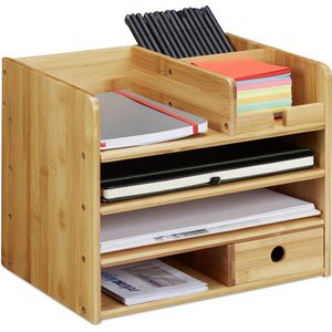 relaxdays Organizer Schreibtisch Organizer Bambus