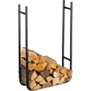 Relaxdays houtopslag smal - haardhout opslag - brandhoutrek metaal - binnen & buiten