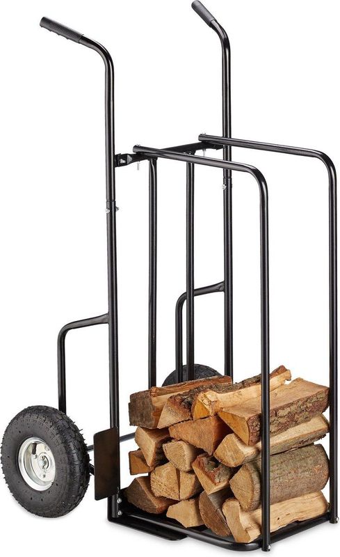 relaxdays Kaminholzwagen schwarz 63,0 x 65,0 x 120,0 cm