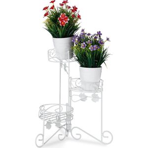 Relaxdays Plantenrek - Plantentafel - Etagere - Plantentrap - Metaal - 3 Etages