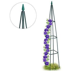 Relaxdays plantensteun obelisk, set van 2, HxBxD 190 x 35 x 35 cm, klimplanten, metaal, vrijstaand, rankhulp tuin, zwart
