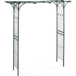 Relaxdays rozenboog metaal - 205 x 202 x 52 cm - tuin - weerbestendig - donkergroen