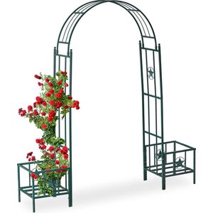 Relaxdays pergola met plantenbak - weerbestendig - metaal - 226 x 204 x 45 cm - klimplanten