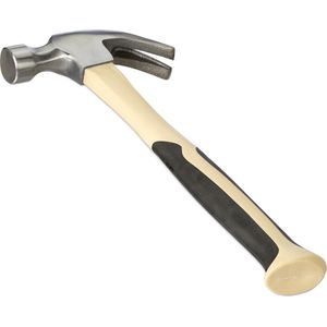 Relaxdays klauwhamer, amerikaanse hamer, ergonomisch, fiberglas steel, 33 cm, stalen kop, beige/zilver