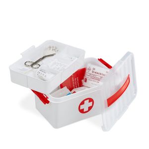 Relaxdays verbanddoos - EHBO kist voor medicamenten - kunststof - 14,5 x 30 x 21 cm - wit
