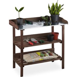 Relaxdays oppotafel - hout - plantentafel - werktafel tuin - metaal - tuinwerkbank