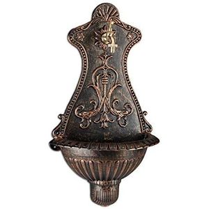 Relaxdays muurfontein - 66 x 37 x 19,5 cm - wasbak in nostalgisch design - waterkraan & bak - hangend - brons