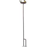 Relaxdays - Gusseisen Vogeltränke zum Stecken, mit Erdspieß, Gartendeko, Vogelfutterstelle, Wasserschale, 1 m hoch, braun