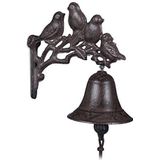 Relaxdays tuinbel gietijzer vogel - antieke landhuisstijl - helder geluid - weervast