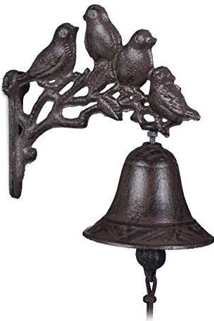 Relaxdays tuinbel gietijzer vogel - antieke landhuisstijl - helder geluid - weervast