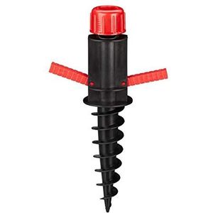 Relaxdays grondpen, grondplug met grepen, grondanker voor parasol, 19-32 mm, camping, strand, zwart/rood