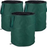 Relaxdays tuinafvalzak pop up - set van 3 - 160 liter - Ø 55 cm - voor onkruid - groen