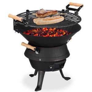 relaxdays Holzkohlegrill Grillfass 45,0 x 36,0 x 40,0 cm