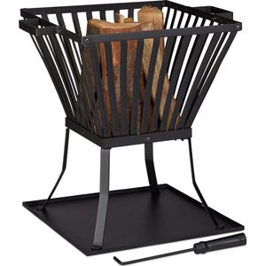 Relaxdays Vuurkorf - 56 x 56,5 x 45 cm - Staal - Tuinhaard - Zwart
