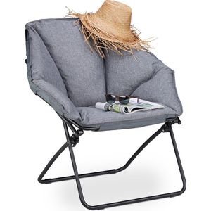 Relaxdays Campingstoel - gepolsterd - moon chair - tuinstoel - visstoel - opvouwbaar