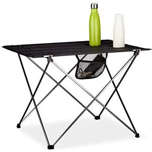 Relaxdays campingtafel inklapbaar, met tas, licht, outdoor klaptafel camping, HBD 51x73.5x54.5 cm, aluminium, zwart