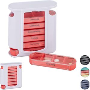 Pillendoos - Wit-rood - 7 Dagen - Medicijndoosje - 4 Vakken