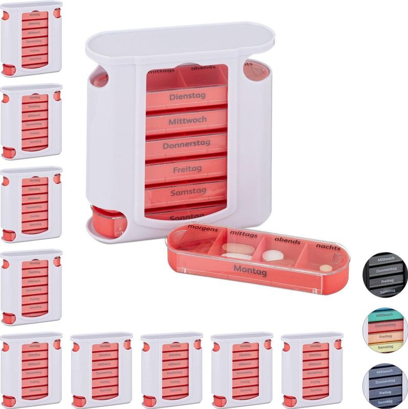 Pillendoos 7 Dagen - Wit-Rood - PP, ABS