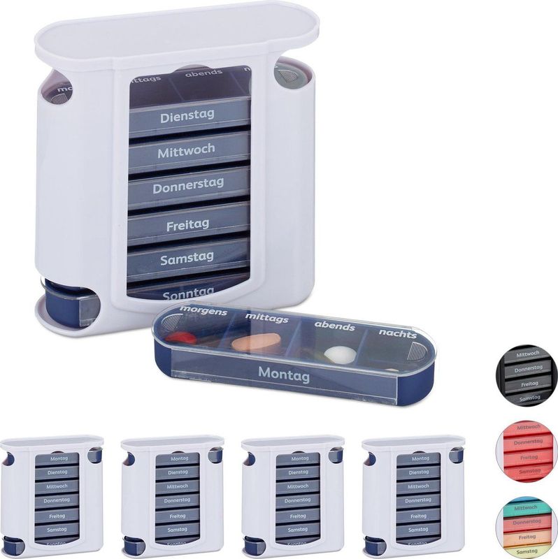 Pillendoos - Wit-Blauw - PP, ABS - 7 Dagen