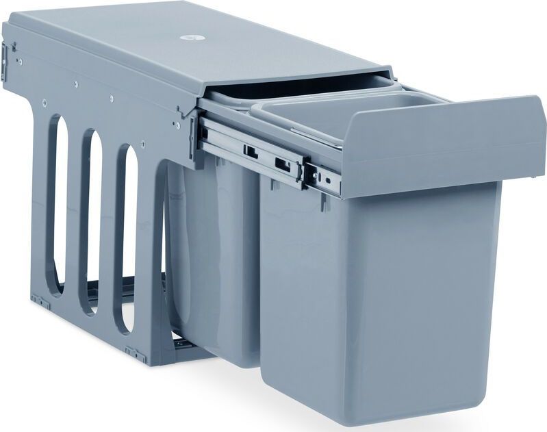 Relaxdays inbouw prullenbak - inbouwvuilbak - uitschuifbaar - vuilbak keuken - 2 vakken
