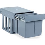 Relaxdays inbouw prullenbak keuken - 2 x 15 l - uitschuifbaar - 35,1 x 34,3 x 48 cm - grijs
