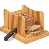 Relaxdays broodsnijder bamboe - hulpmiddel brood snijden - broodplank - kruimelvanger