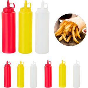 Relaxdays knijpfles saus - sausfles - garneerfles - doseerfles - 9 stuks - elk 400 ml