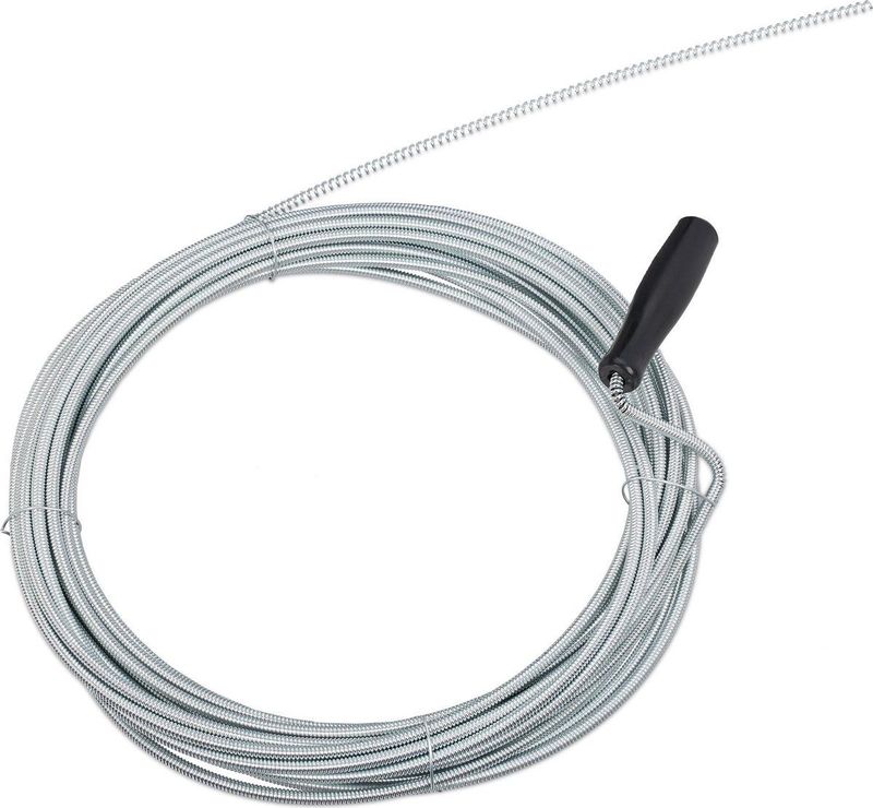 Relaxdays ontstoppingsveer - 10 m - mechanische rioolveer - reinigingsveer wc - douche - wastafel - Ø 5mm - zilver