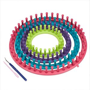 Relaxdays breiring set - 4 breiramen - met handleiding - breiset voor beginners - Ø 28cm - 24cm - 19cm - 14cm