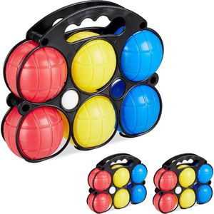 Relaxdays 3x jeu de boules set - kunststof - petanque spel voor kinderen gekleurd