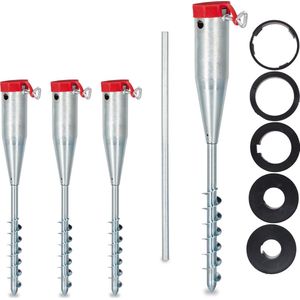 4x grondboor parasol 25 - 55 mm - parasolhouder - parasolstandaard grondplug