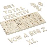 Relaxdays - Holzbuchstaben Set, 104 tlg., Großbuchstaben a-z, 5,5 cm hoch, xl Buchstaben zum Basteln, Deko Alphabet, natur