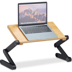 Relaxdays laptopstandaard verstelbaar - bamboe laptoptafel - laptophouder - DJ tafel